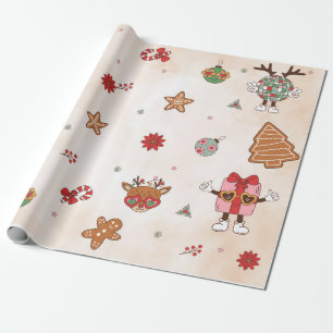 Retro Christmas Birthday Party Wrapping Paper