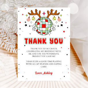 Retro Christmas Birthday Thank You Card