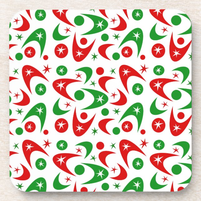 Retro Christmas Boomerangs Coaster (Front)