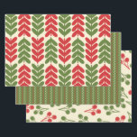 Retro Christmas Botanical Patterns Wrapping Paper Sheet<br><div class="desc">Cute Scandinavian retro botanical patterns and old-fashioned stitching design. Kind of vintage,  kind of modern,  authentic-feeling,  and perfect for the holidays.</div>