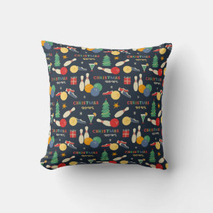 Retro Christmas Bowling Pattern Cushion