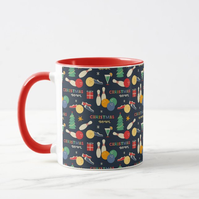 Retro Christmas Bowling Pattern Mug (Left)