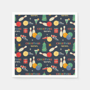 Retro Christmas Bowling Pattern Napkin