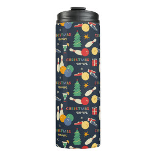 Retro Christmas Bowling Pattern Thermal Tumbler