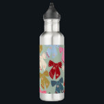 Retro Christmas Bows Coquette 710 Ml Water Bottle<br><div class="desc">Colourful Christmas Bows - Coquette Ribbons – Mint Green Background.</div>