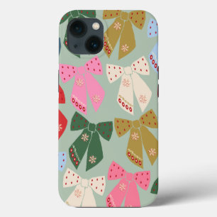 Retro Christmas Bows Coquette iPhone 13 Case