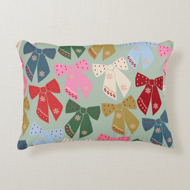 Retro Christmas Bows Coquette Decorative Cushion (Front)