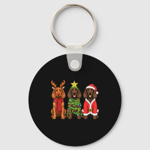 Retro Christmas Boykin Spaniel Santa Reindeer Dog Key Ring