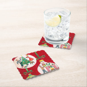 Retro christmas bulb Holiday party coaster
