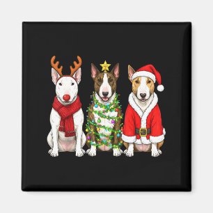 Retro Christmas Bull Terrier Santa Reindeer Dog Lo Magnet