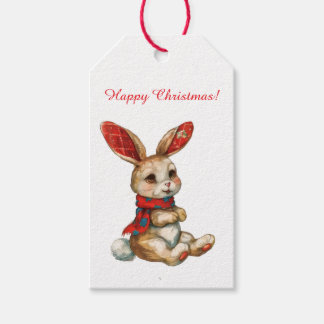RETRO CHRISTMAS BUNNY GIFT TAG