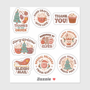 Retro Christmas Business packaging stickers