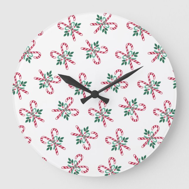 retro christmas candy cane large clock (Front)