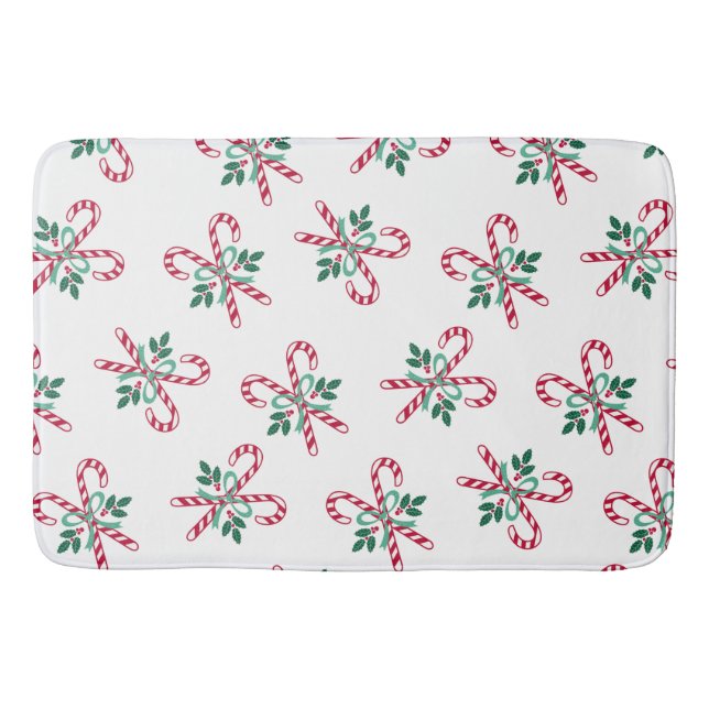 retro Christmas candy canes Bath Mat (Front)