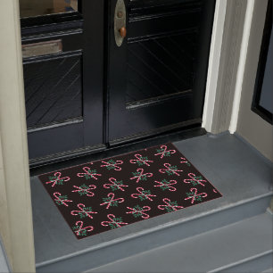retro Christmas candy canes Doormat