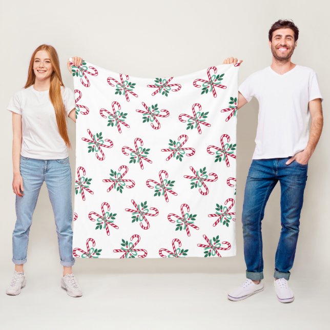 retro Christmas candy canes Fleece Blanket (In Situ)
