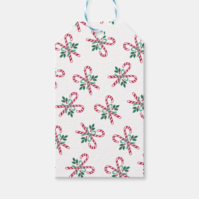 retro Christmas candy canes Gift Tags (Front)