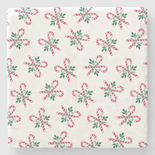 retro Christmas candy canes Stone Coaster