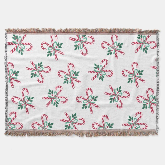 retro Christmas candy canes Throw Blanket (Front)