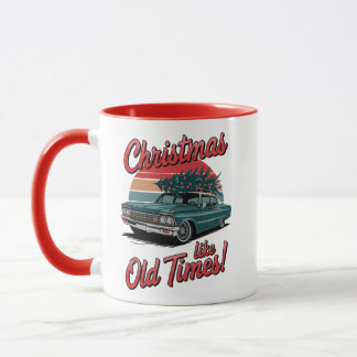 Retro Christmas Car – Old Times Holiday Mug