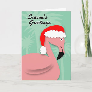 Retro Christmas Card - Pink Flamingo