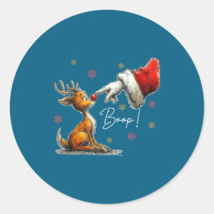 Retro Christmas Cartoon Boop, Christmas Reindeer  Classic Round Sticker