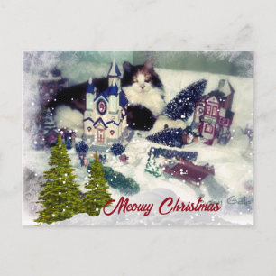 Retro Christmas Cat / Cat Lover Holiday Postcard