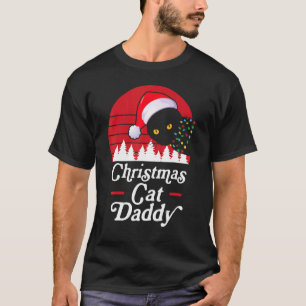 Retro Christmas Cat With Christmas Necklace Lights T-Shirt