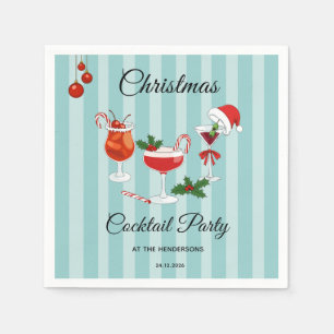 Retro Christmas Cocktail Holiday Party  Napkin