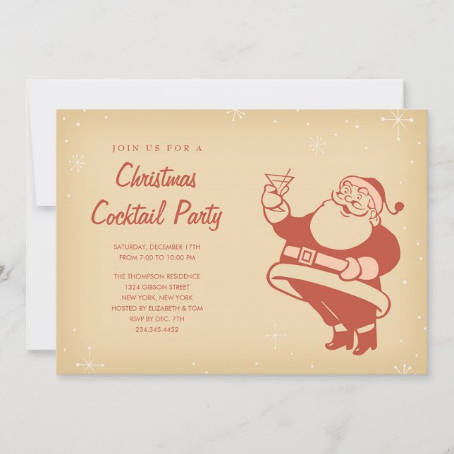 Retro Christmas Cocktail Party Invitations (Front)