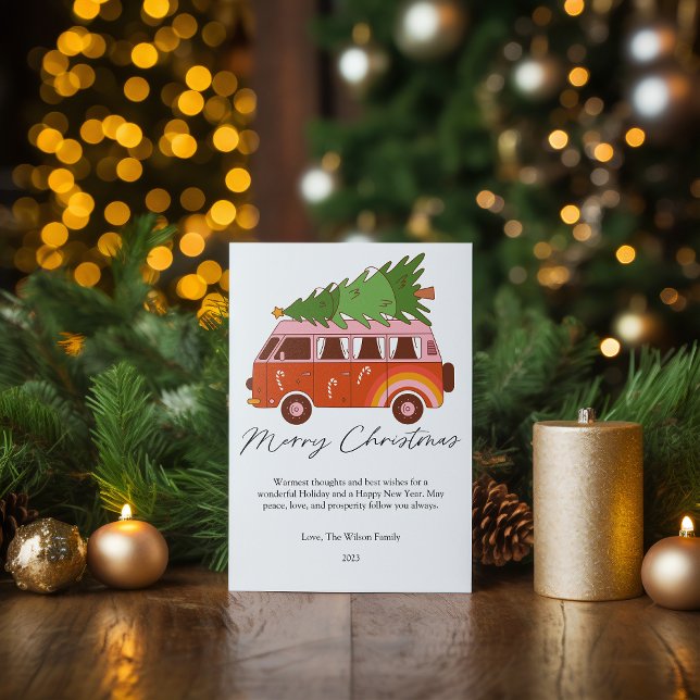 Retro Christmas Combi Flat Holiday Card (Creator Uploaded)