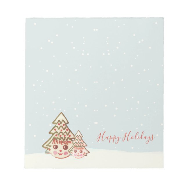 Retro Christmas Cookie Trees Notepad (Front)