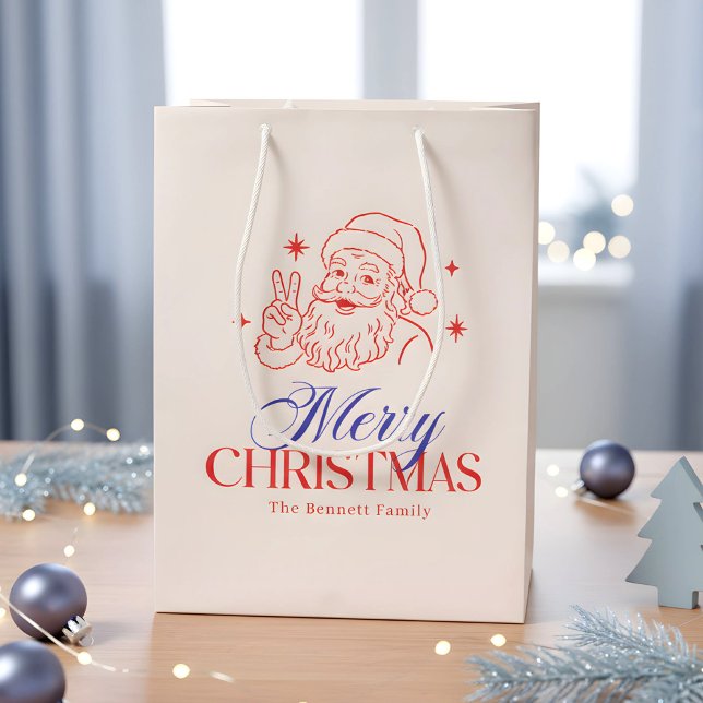 Retro Christmas Cool Santa Medium Gift Bag (Creator Uploaded)