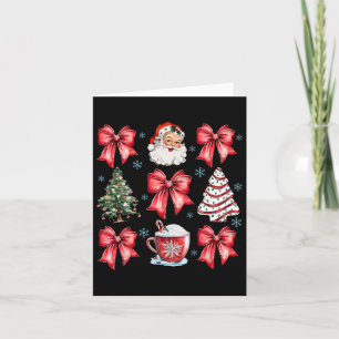 Retro Christmas Coquette Bow Santa Coffee Cake Hol Card