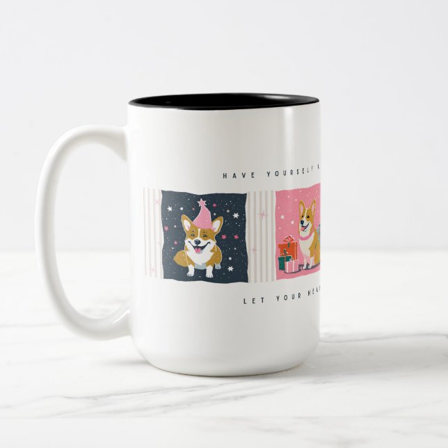 Retro Christmas Corgi Mug (Left)