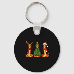 Retro Christmas Corn Snake Santa Reindeer Key Ring