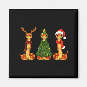 Retro Christmas Corn Snake Santa Reindeer Magnet