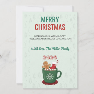 Retro Christmas Cosy Hot Cocoa Holiday Card