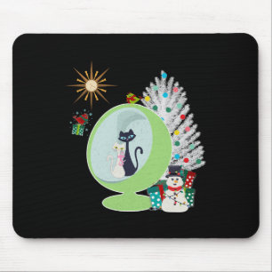 Retro Christmas Cute Cat Mid Century Mens Girls Wo Mouse Pad