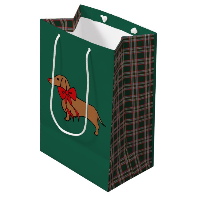 Retro Christmas Dachshund Gift Bag (Front Angled)