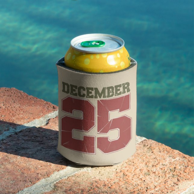 Retro Christmas December 25 Holiday Winter  Can Cooler (In Situ Pool)