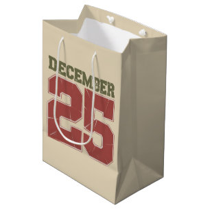 Retro Christmas December 25 Holiday Winter Medium Gift Bag