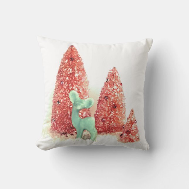 Retro Christmas Deer Cushion (Front)