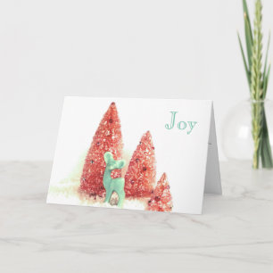 Retro Christmas Deer Joy Holiday Card