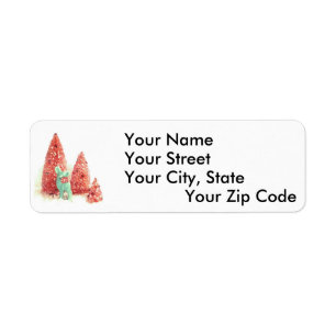 Retro Christmas Deer Return Address Label