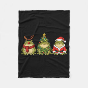 Retro Christmas Desert Rain Frog Santa Reindeer  Fleece Blanket