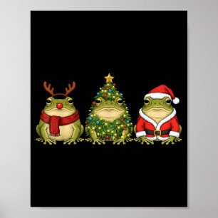 Retro Christmas Desert Rain Frog Santa Reindeer Poster