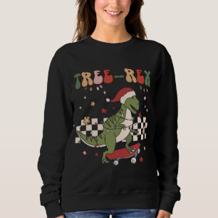 Retro Christmas Dinosaur Tree Rex Pyjamas Trex Ska Sweatshirt