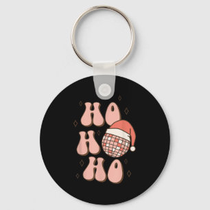 Retro Christmas Disco Ball Groovy Ho Ho Ho Santa H Key Ring