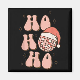 Retro Christmas Disco Ball Groovy Ho Ho Ho Santa H Magnet
